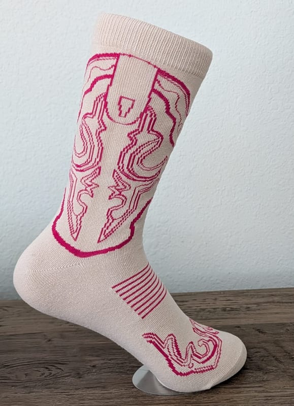 Pink and cream cowboy boot socks.